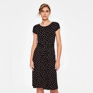 Boden Amelia Stretch Jersey Dress Pink Polka Dots with Pockets- NWOT Size 16/18
